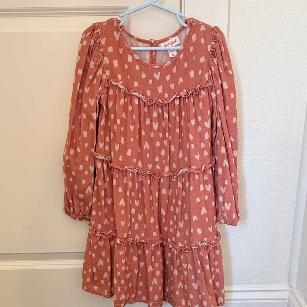 Cat & Jack Dusty Rose Heart Ruffle Tiered Dress